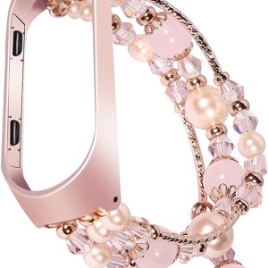 WAITAO Pulsera de cadena de cuentas para Mi Band 6 5 4 3 correa de reloj de joyería correa de ágata para MIband Metal Link correa de muñeca (color WAITAO Pulsera de cadena de cuentas para Mi Band 6 5 4 3 correa de reloj de joyería correa de ágata para MIband Metal Link correa de muñeca (color