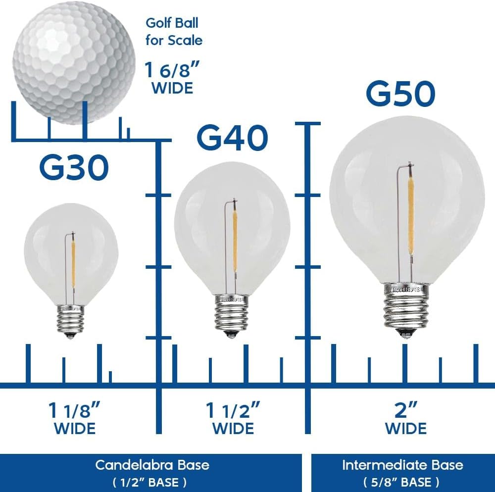 Novelty Lights focos globo de repuesto para luz en cadena, para exteriores, transparente, paquete de 25 G40, base de candelabro C7E12, 5 vatios,