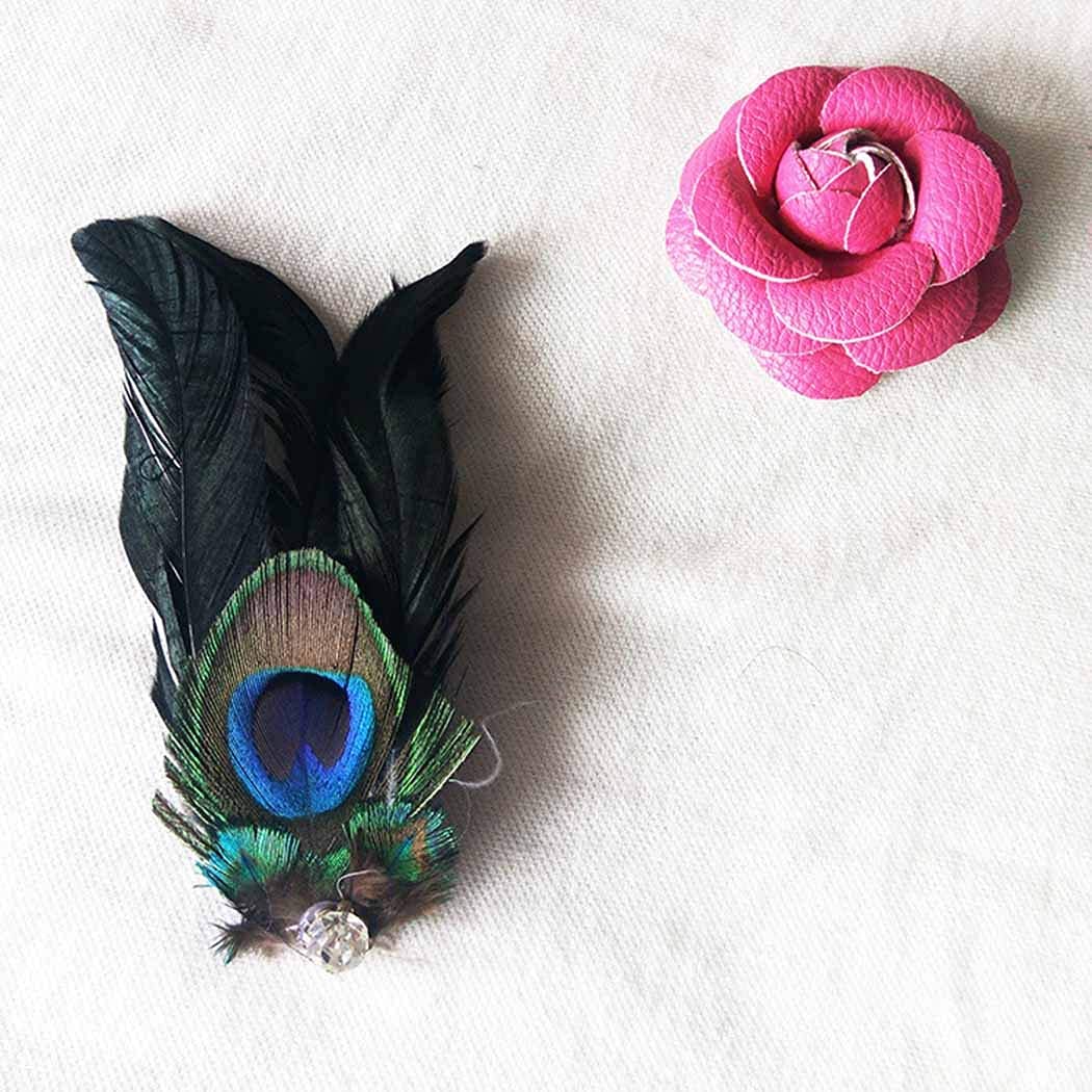Dreamyn – Pinzas para el pelo con plumas de pavo real, estilo bohemio, para los años 20, para banquete, pasadores de pelo para mujeres y niñas