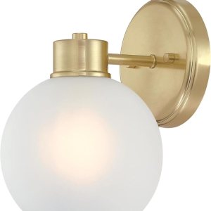 Westinghouse Lighting 6127600 Dorney – Lámpara de pared transicional de una luz, acabado de latón champán, vidrio esmerilado Westinghouse Lighting 6127600 Dorney – Lámpara de pared transicional de una luz, acabado de latón champán, vidrio esmerilado