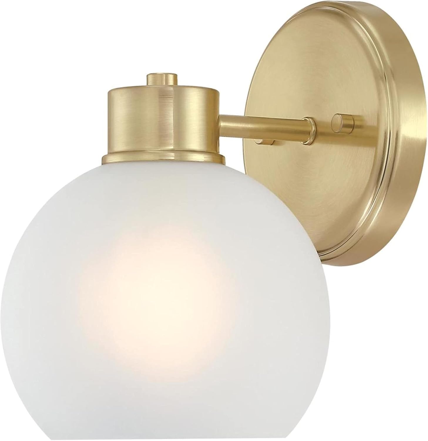 Westinghouse Lighting 6127600 Dorney – Lámpara de pared transicional de una luz, acabado de latón champán, vidrio esmerilado