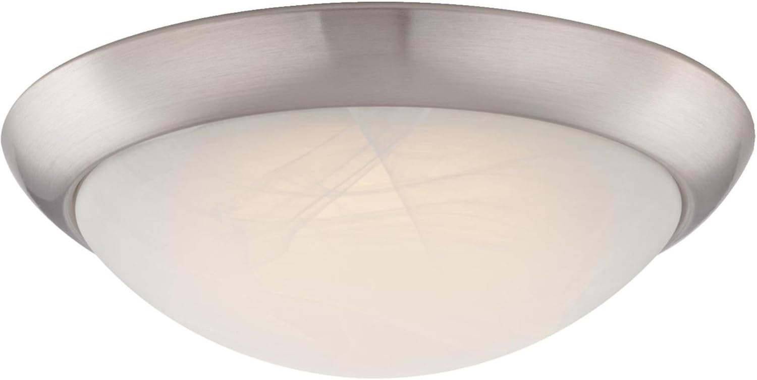 Westinghouse Lighting 6308800 – Lámpara LED de techo empotrada de 11 pulgadas, acabado de níquel cepillado con vidrio de alabastro blanco, 11 x 11 x