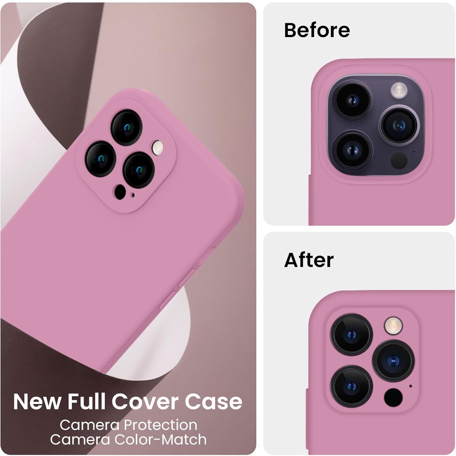 FireNova Funda para iPhone 14 Pro Max, funda de silicona mejorada protección de cámara para iPhone 14 ProMax con 2 protectores de pantalla, forro