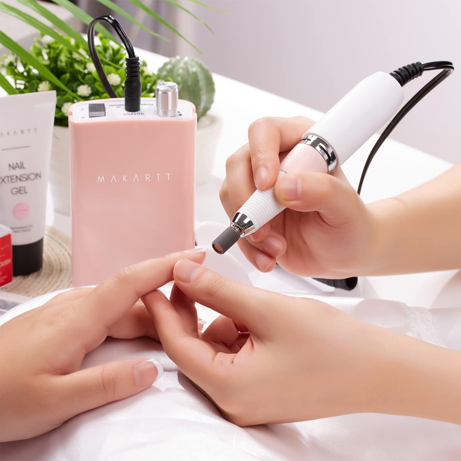 Makartt Taladro de uñas recargable de 30000 rpm, portátil, eléctrico E File Malory, removedor de esmalte de uñas acrílico, paquete con tapetes de