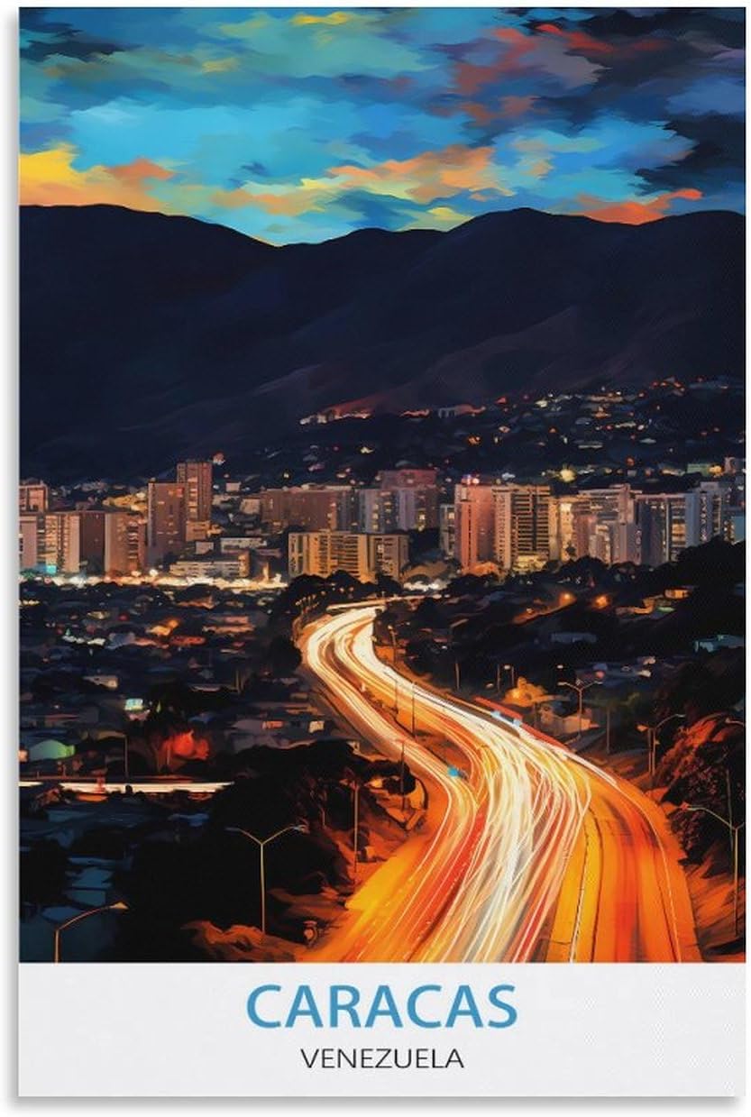 Caracas Venezuela – Póster de viaje vintage de 08 x 12 pulgadas (7.9 x 11.8 in), pintura en lienzo, arte de pared, póster para sala de estar,