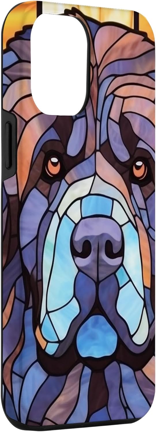 Carcasa para iPhone 12 Pro Max Newfoundland Dog Stained Glass