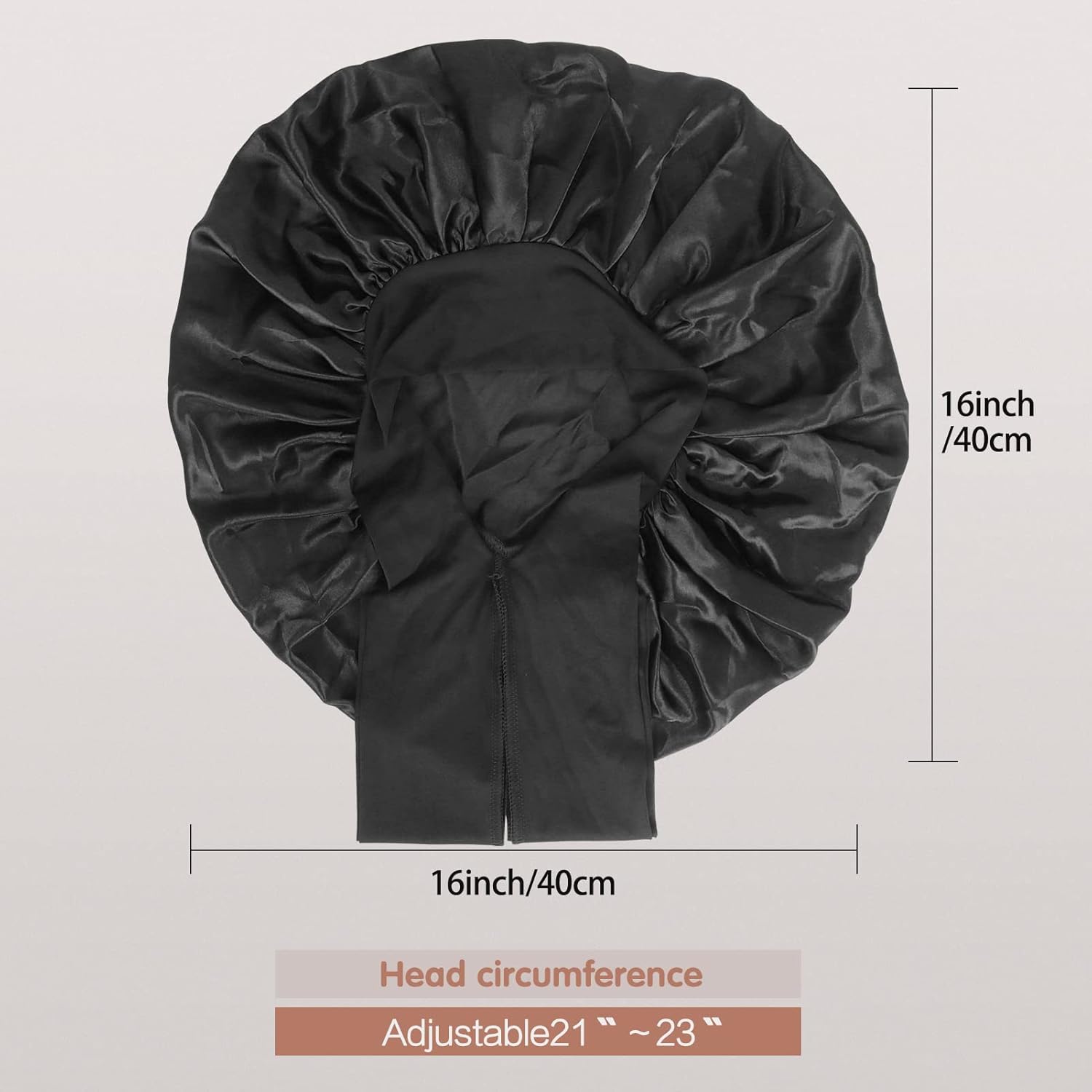 Arqumi Paquete de 2 gorros de satén para dormir, gorro de dormir grande de satén con correa larga elástica, gorro de dormir ajustable para mujeres y