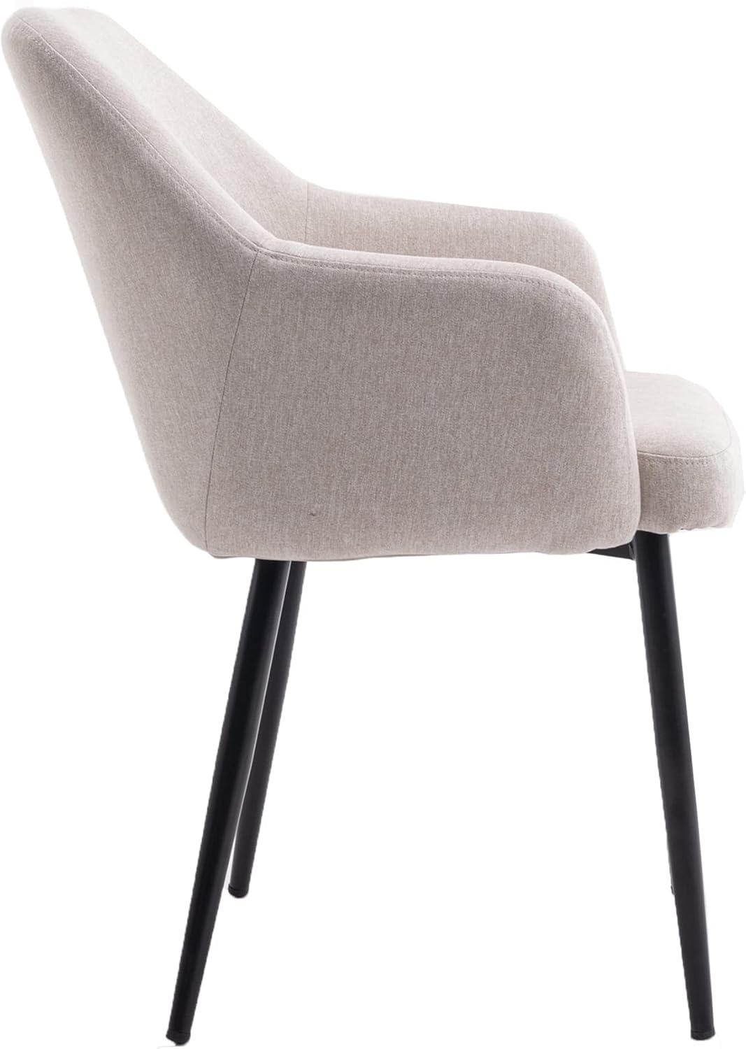 Juego de 2 sillas de comedor con brazos, silla de cocina con respaldo medio, cómoda silla tapizada, silla de ocio con patas de metal para comedor,