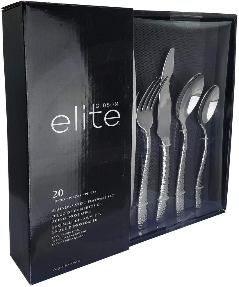 Gibson Elite Ambassador – Juego de cubiertos de acero inoxidable, servicio para 4 (20 piezas)