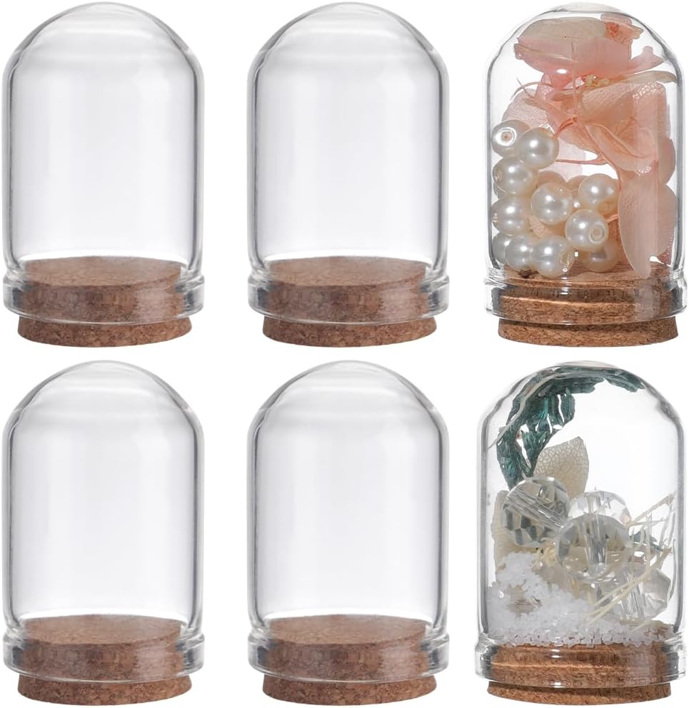 SUNNYCLUE 20 tarros de campana Cloche Bell de 0.3 fl oz cúpula de exhibición de vidrio con base de corcho de 1.28 pulgadas, botellas pequeñas