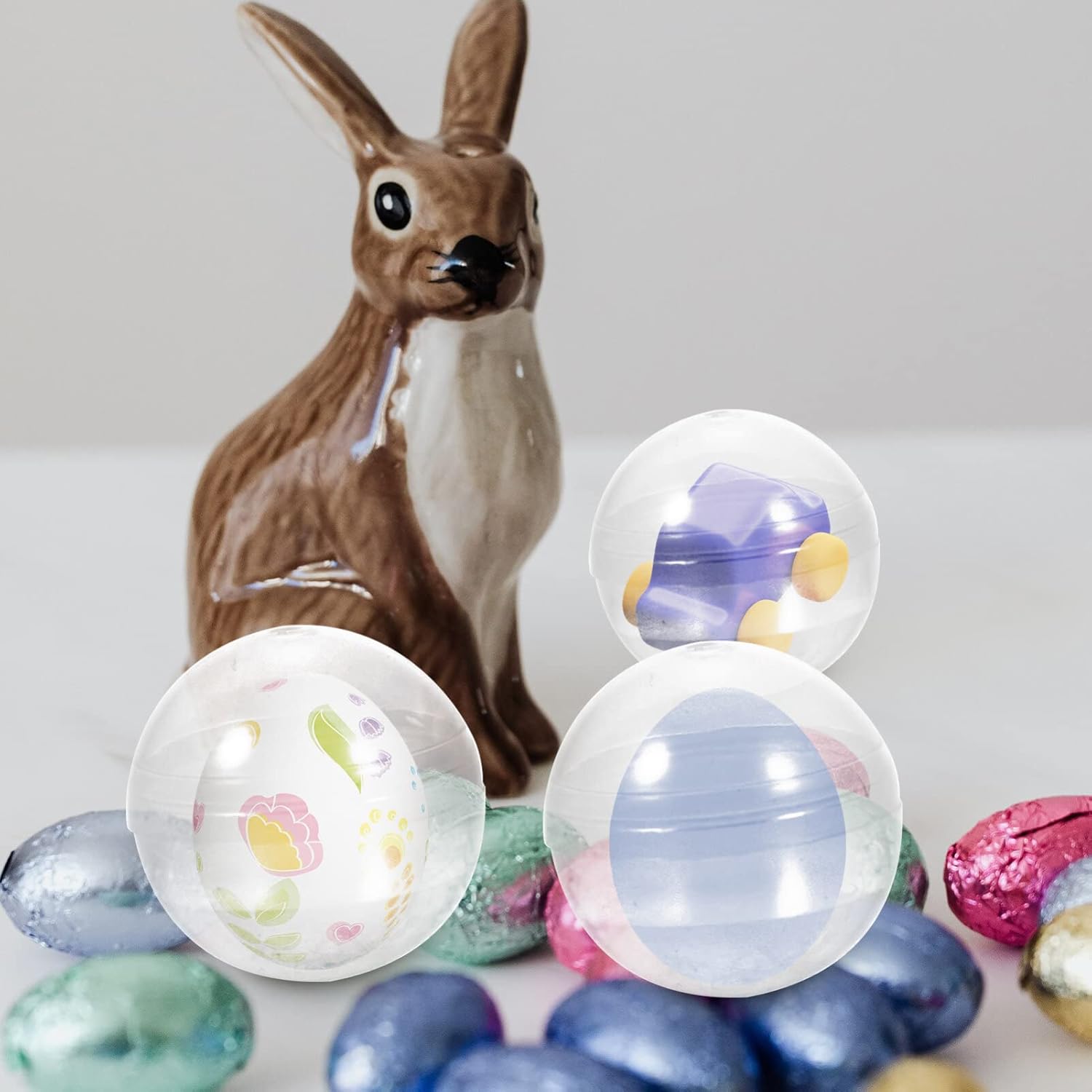 Artibetter 50 cápsulas de máquina de chicles vacías redondas cápsulas transparentes pequeñas de plástico para máquinas expendedoras vacías, caja de