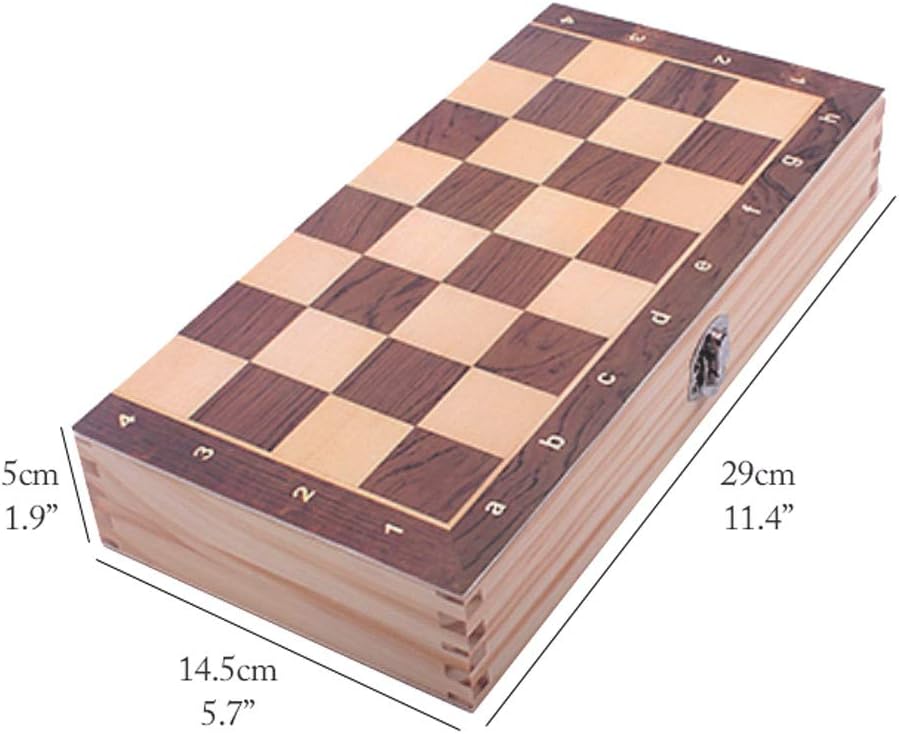 ROLTIN Juego de ajedrez de madera magnético, plegable, portátil, juegos de mesa de ajedrez de viaje, con piezas de juego, ranuras de almacenamiento