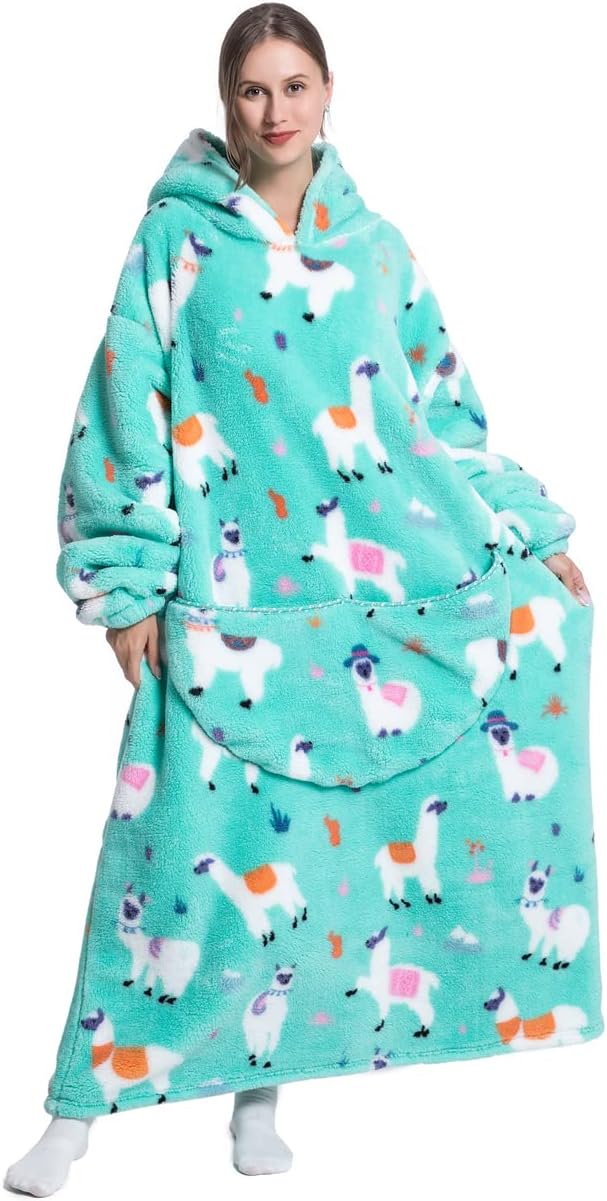 Manta con capucha para mujeres y adultos, de gran tamaño, sudadera con capucha (alpaca-extra larga)