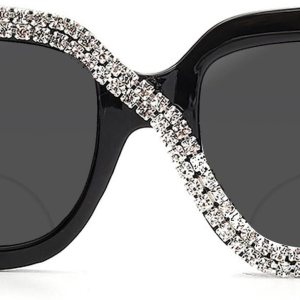 mincl Gafas de sol de lectura bifocales brillantes con diamantes de moda para mujer, protección UV 400, para exteriores, lectores solares cuadrados mincl Gafas de sol de lectura bifocales brillantes con diamantes de moda para mujer, protección UV 400, para exteriores, lectores solares cuadrados