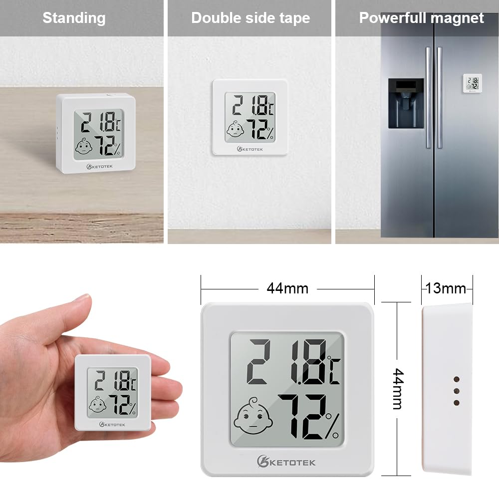 Termómetro digital para interiores, higrómetro, paquete de 5 monitores de temperatura ambiente y humedad con indicador de comodidad para casa,