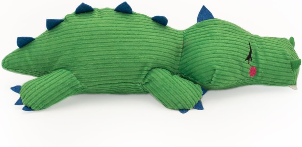 ZippyPaws Snooziez con Shhhqueaker – Juguete para perros de cocodrilo con chirriantes silenciosos, juguetes silenciosos para cachorros para perros