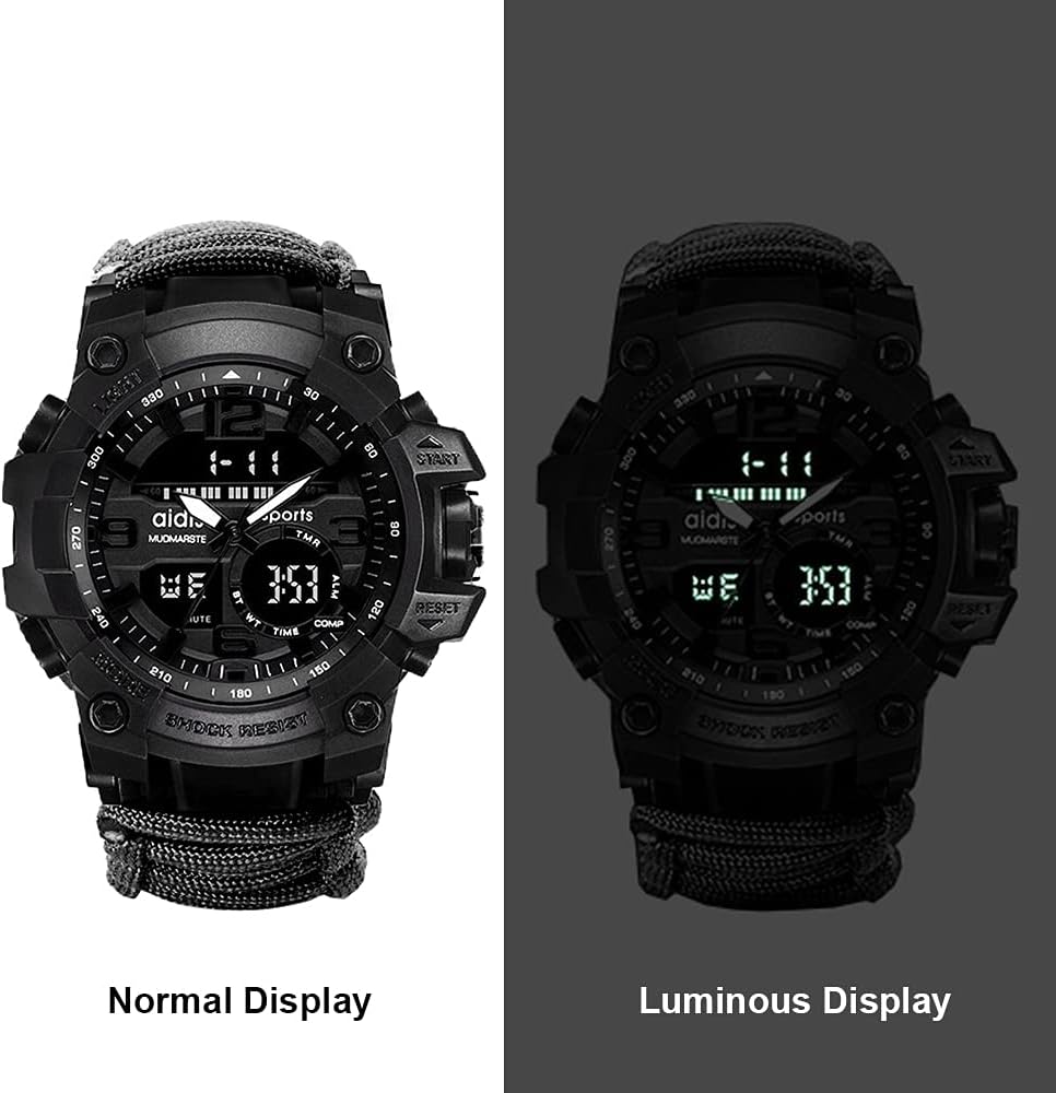 Reloj de pulsera deportivo  Pulsera de supervivencia al aire libre multifuncional, pulsera de emergencia impermeable, herramientas de primeros