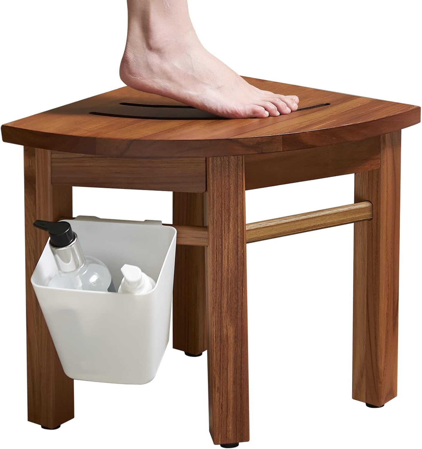 Lovitgo Taburete de ducha de teca de 12 pulgadas para afeitarse piernas, taburete de ducha de esquina para ducha interior, banco de ducha de teca