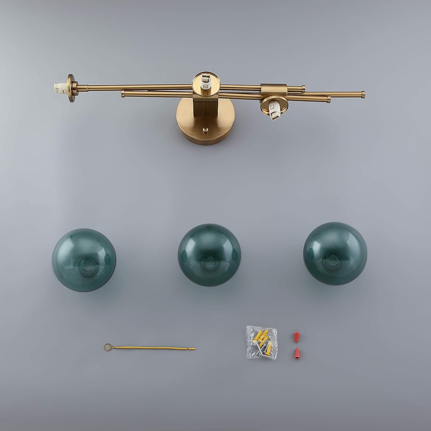 Mid-Century – Lámpara de pared decorativa moderna de 3 luces con forma de globo de cristal transparente para interiores (verde)