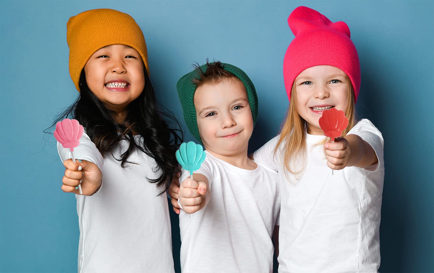 Fruidles Paletas de conchas marinas con temática de sirena, recuerdos de fiesta para tu fiesta de cumpleaños, ventosas envueltas individualmente