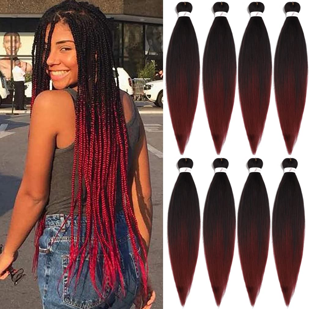 Cabello trenzado preestirado de 30 pulgadas, 8 paquetes de extensiones de cabello profesional sintético trenzado de ganchillo suave textura Yaki
