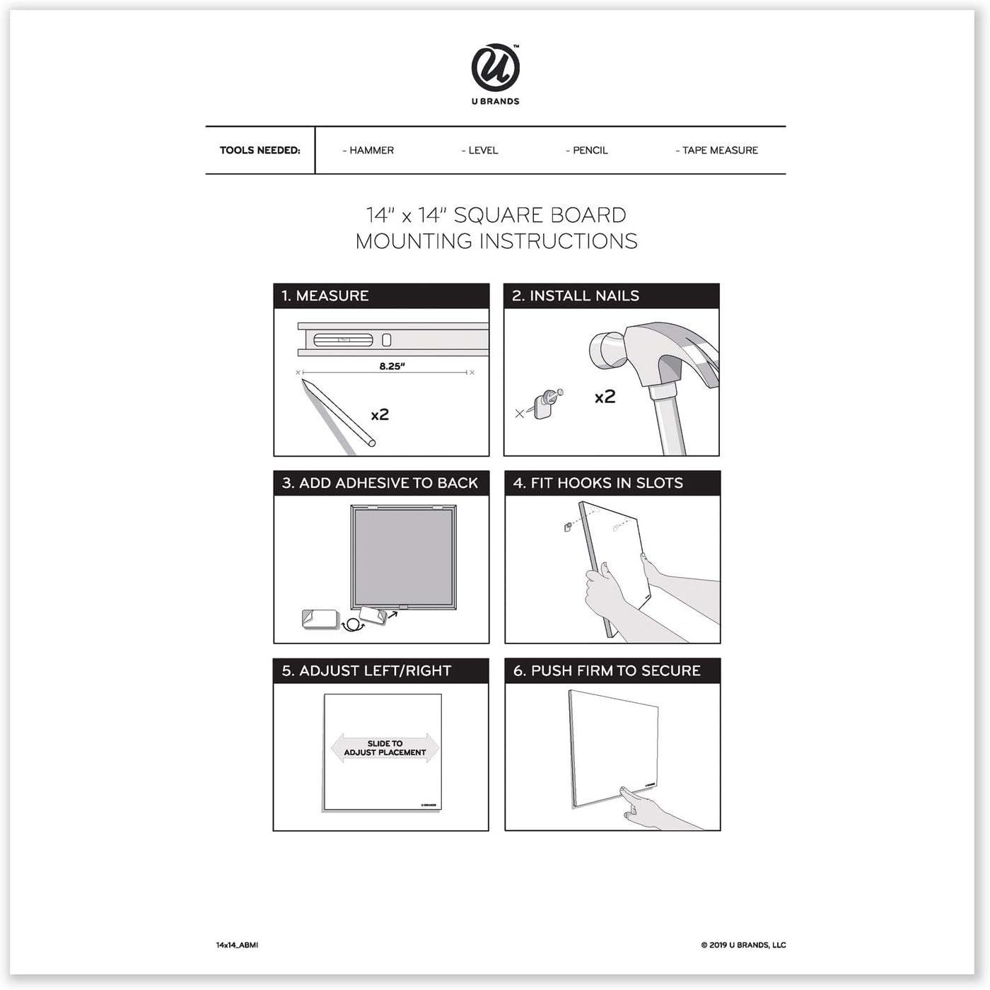U Brands Paquete económico de pizarra blanca y tablón de anuncios con calendario de un mes sin fecha, 14 x 14 pulgadas, 2 piezas