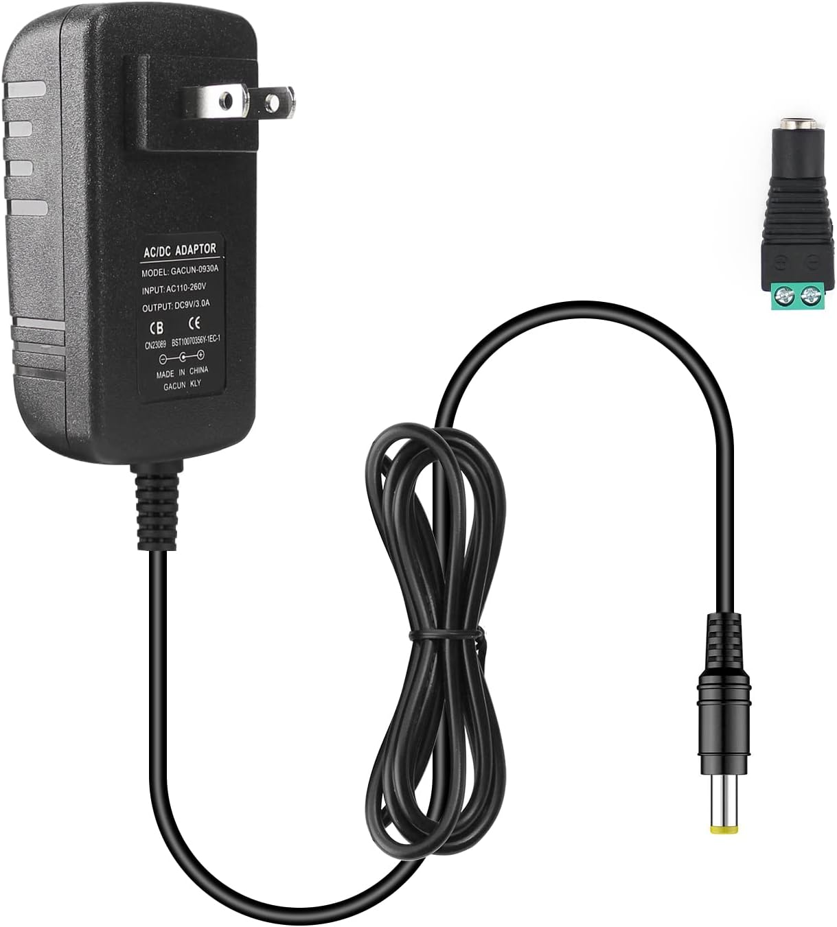 Adaptador de fuente de alimentación de 9 V 3A, adaptador de alimentación universal Yetaida 27 W CA 100-240V a CC 9V Transformador de fuente de