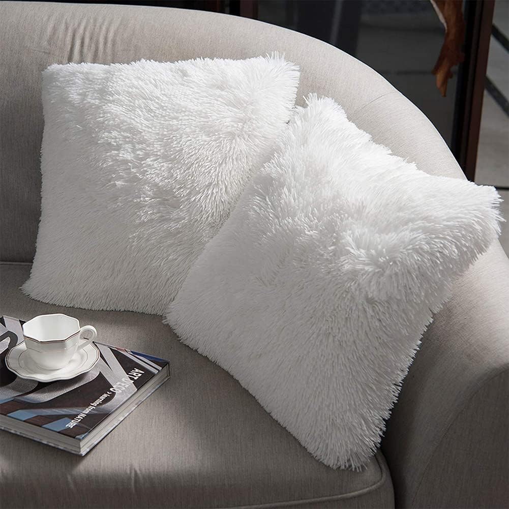 NordECO HOME- Funda de cojín de forro polar de piel sintética de lujo, funda de almohada decorativa, sin relleno de almohada de 18 x 18pulgadas), 2