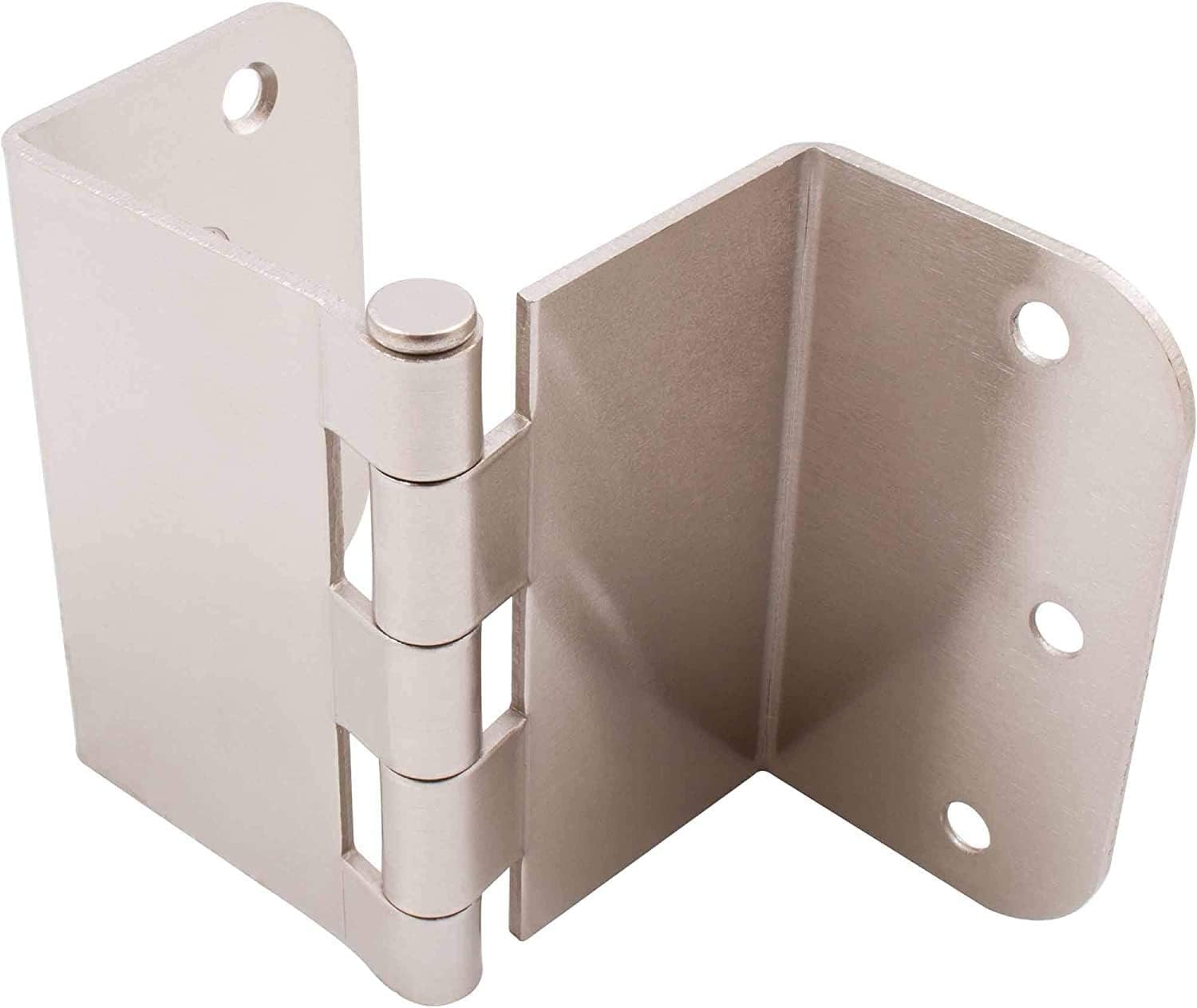 Generic Bisagra de puerta abatible transparente de 3.5 pulgadas, paquete de 3 (radio de 14 pulgadas, níquel cepillado), T2895