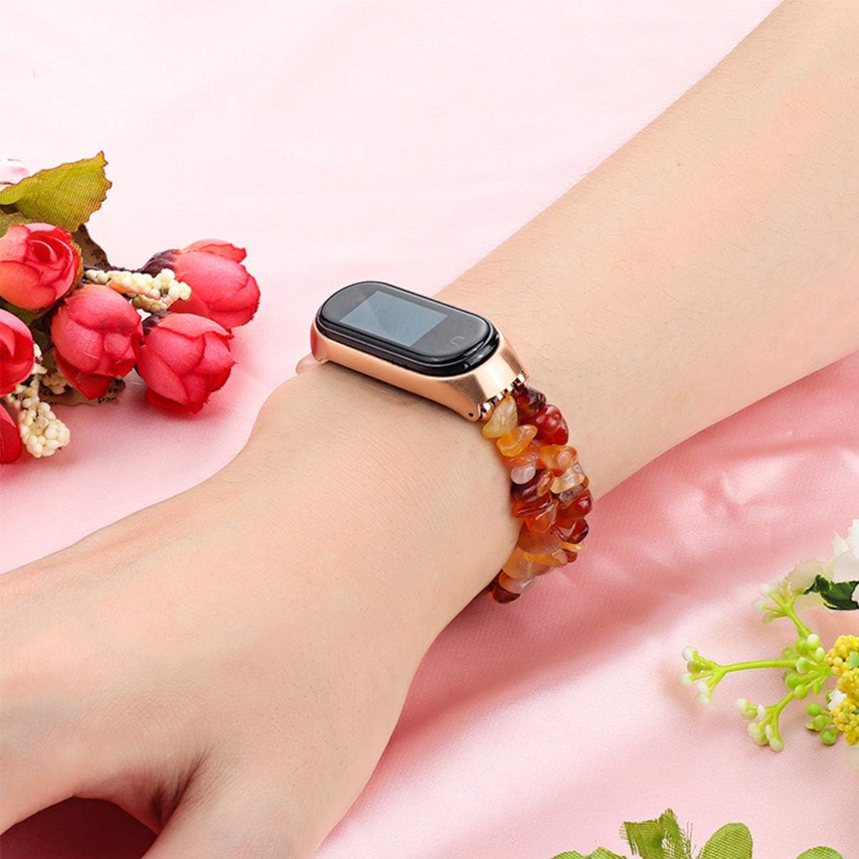 NICERIO Compatible con bandas de reloj Xiaomi Mi 34 bandas de reloj de ágata correa de reloj con caja de reemplazo de reloj pulsera para mujeres