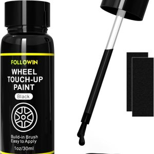 FOLLOWIN Pintura de retoque de borde negro para automóviles, kit de reparación de pintura de rueda negra, reparación de arañazos de llantas FOLLOWIN Pintura de retoque de borde negro para automóviles, kit de reparación de pintura de rueda negra, reparación de arañazos de llantas