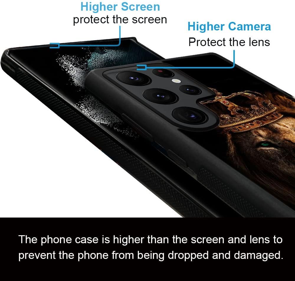 DJSOK Funda compatible con Samsung Galaxy S23 Ultra, León con corona Galaxy S23 Ultra, funda antideslizante contra golpes, antiarañazos, para