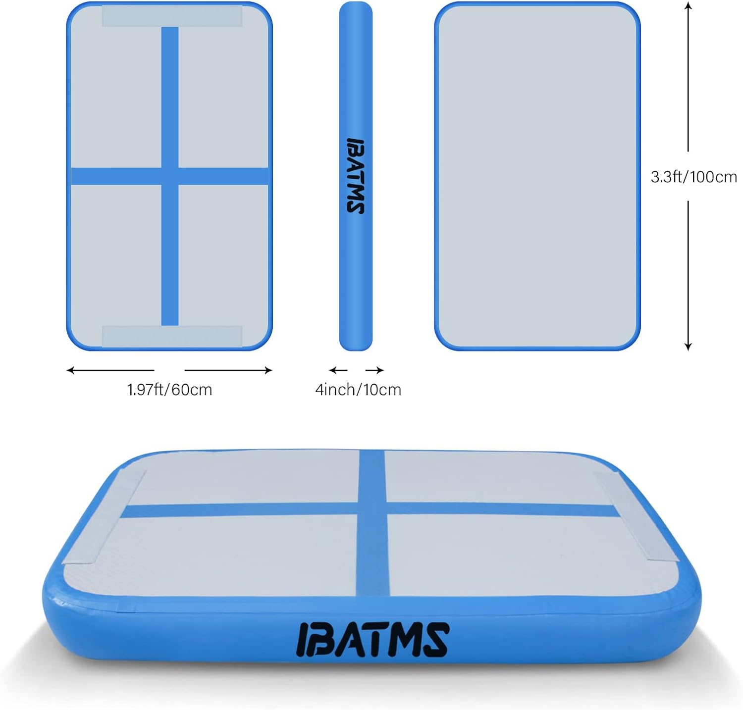 IBATMS – Colchoneta inflable de gimnasia de 10, 13, 16, 20 pies, para entrenamiento de gimnasia, uso doméstico, animadoras, yoga, agua