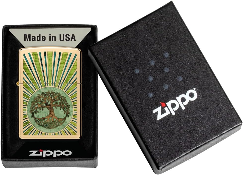 Zippo Mechero de latón envejecido árbol de la vida eterna