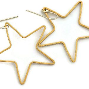 Large star gold brass hoop earrings cowgirl western southwestern dangle earrings for men women Large star gold brass hoop earrings cowgirl western southwestern dangle earrings for men women