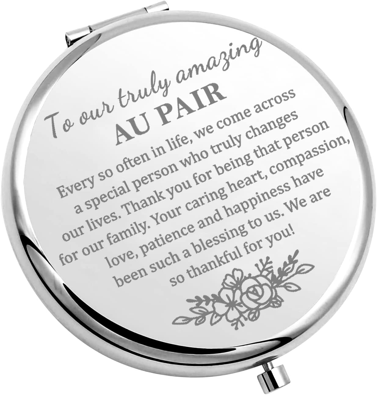 CHOORO Regalo de Au Pair Au Pair Regalo de agradecimiento Espejo de bolsillo para Au Pair Regalo de niñera a nuestro realmente increíble espejo de