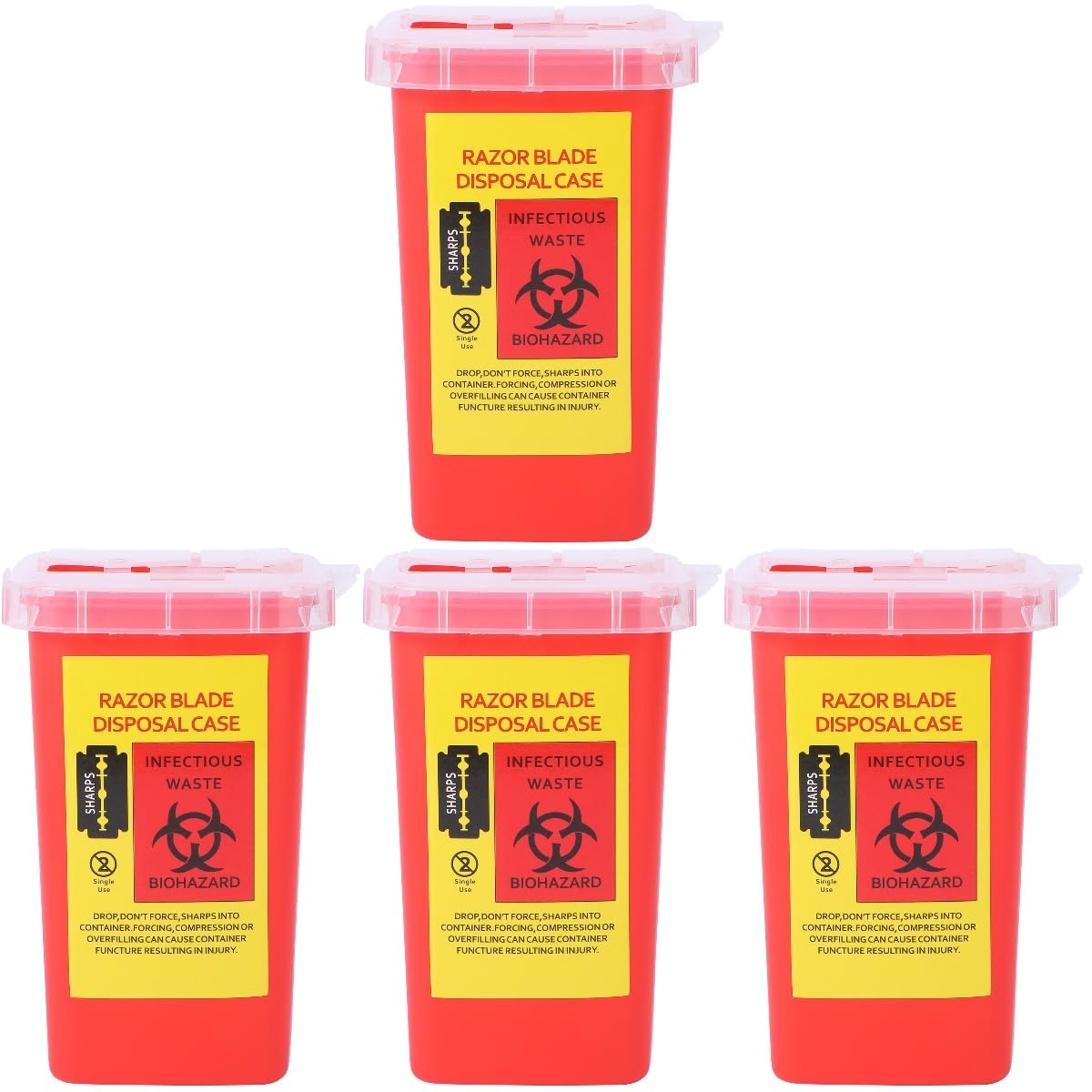 4 unids de plástico para residuos Flip Storage Reciclaje Banco de corte rojo hoja de afeitadora salón aguja cubo de viaje dispensador cuchillas