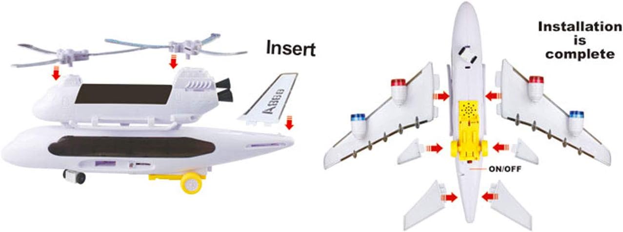 PowerTRC Bump and Go – Avión de juguete para niños con helicóptero de rescate acoplable, tiene luces 4D intermitentes y sonido, modelo de avión de