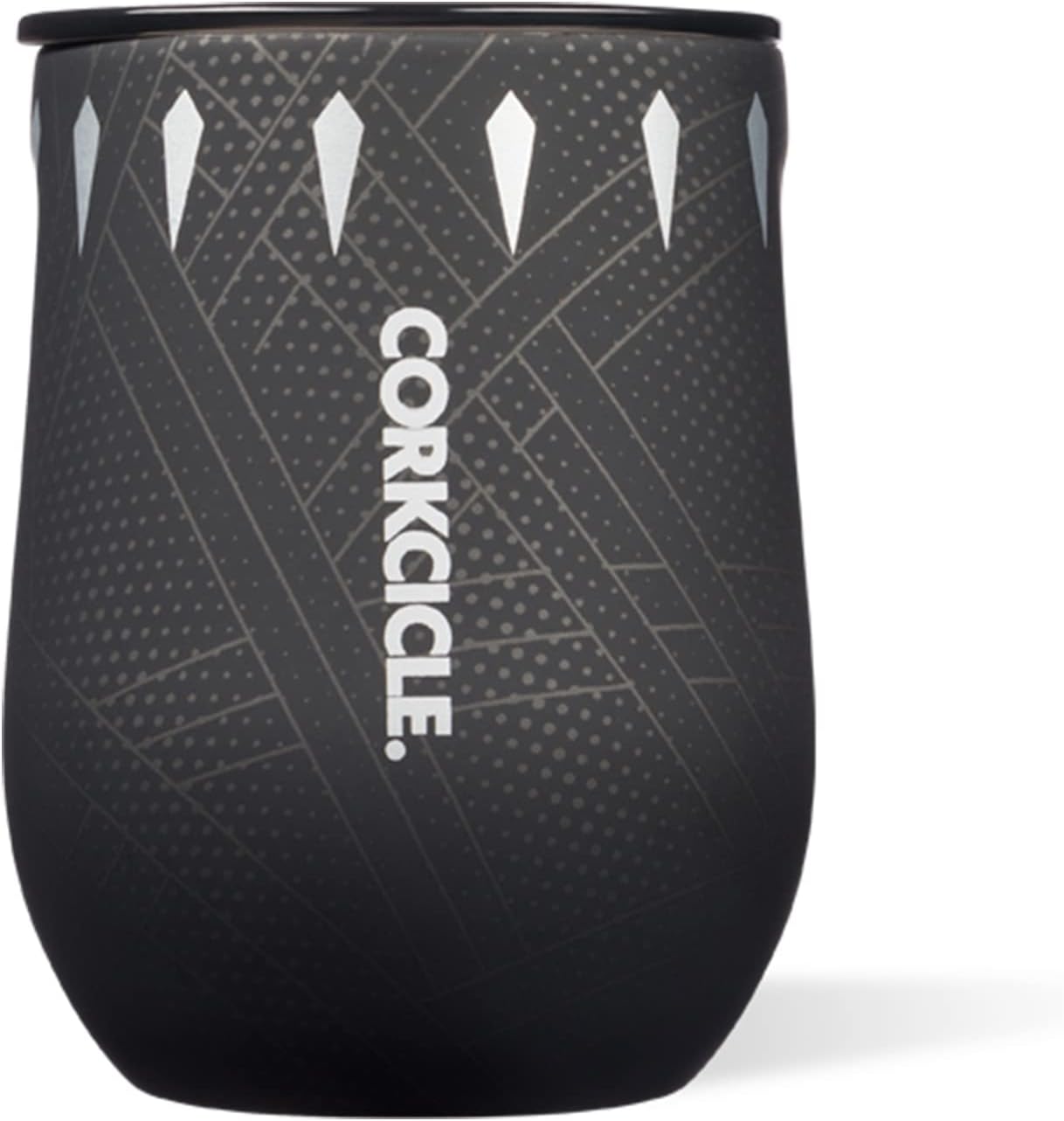 Corkcicle Marvel Black Panther – Vaso reutilizable con triple aislamiento, sin tallo, de 12 onzas, con tapa y parte inferior de silicona