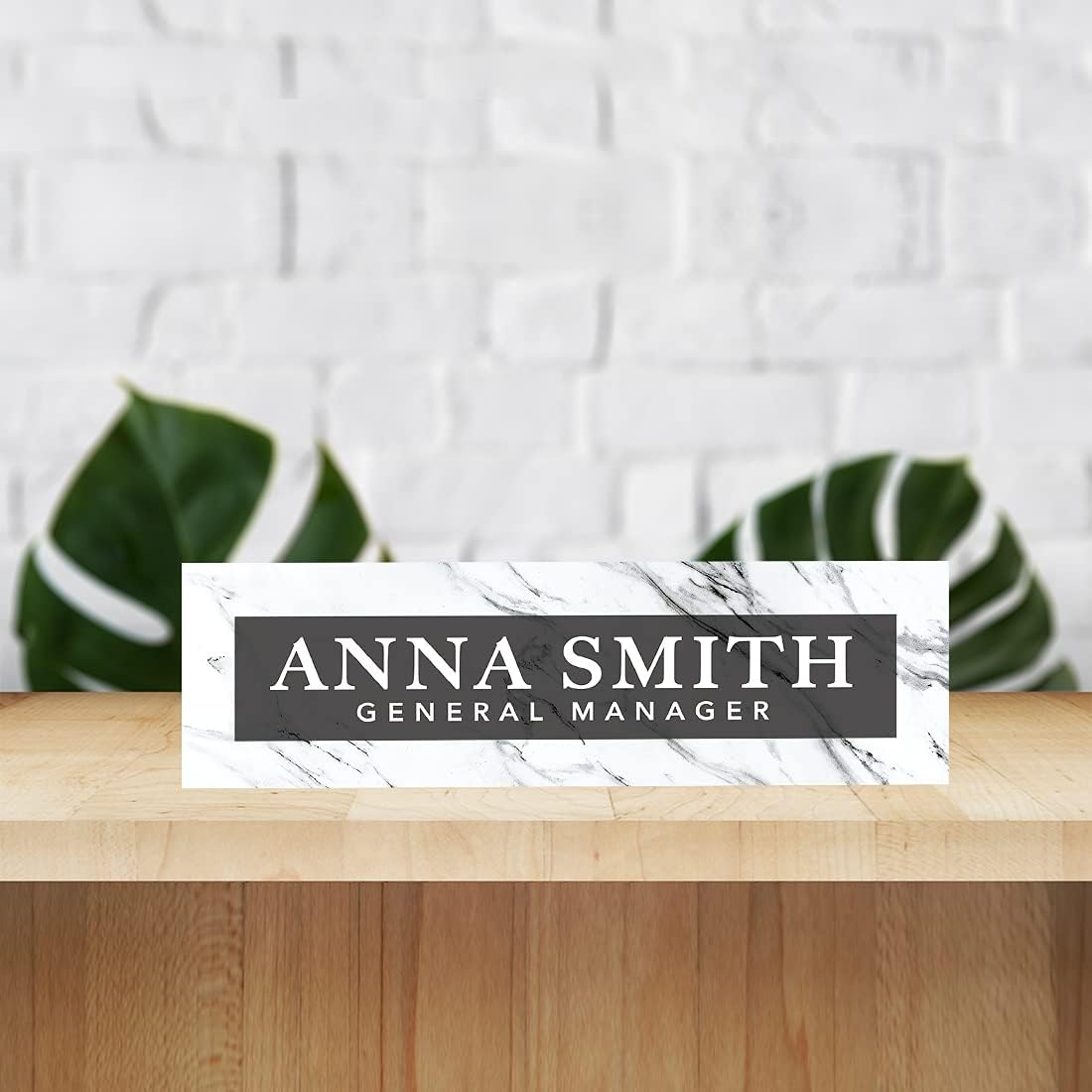 Andaz Press Placa de nombre para escritorio de oficina, diseño de mármol, placa de nombre personalizada de acrílico personalizada para el hogar,