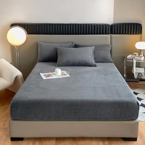 Sábana bajera de terciopelo tamaño Queen, funda protectora de colchón de felpa de vellón con bolsillo profundo de 15 pulgadas, sábana inferior Sábana bajera de terciopelo tamaño Queen, funda protectora de colchón de felpa de vellón con bolsillo profundo de 15 pulgadas, sábana inferior