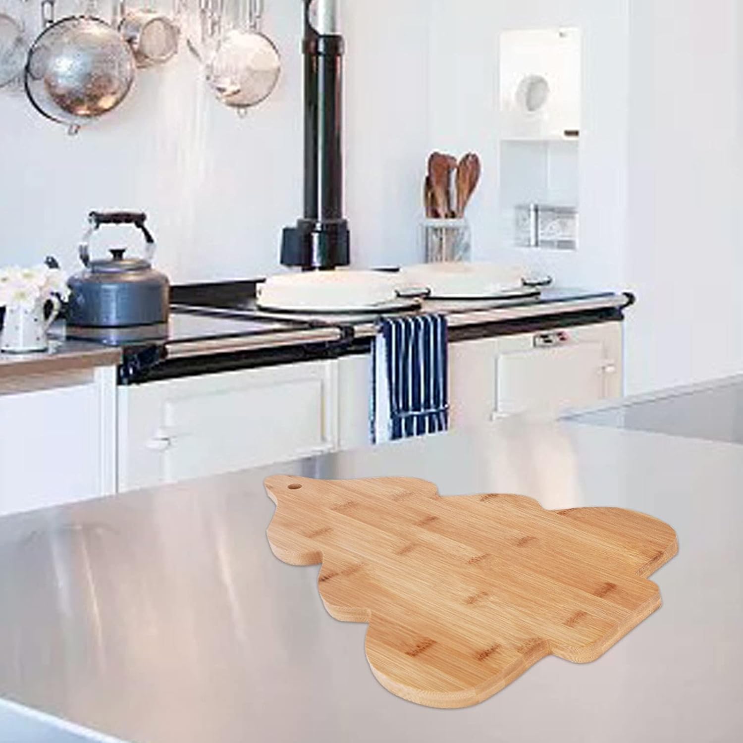 Vencer Tabla de cortar y servir de bambú para árbol de Navidad, decoración de cocina de Navidad y regalo para el hogar, ideal para arte de pared, 15