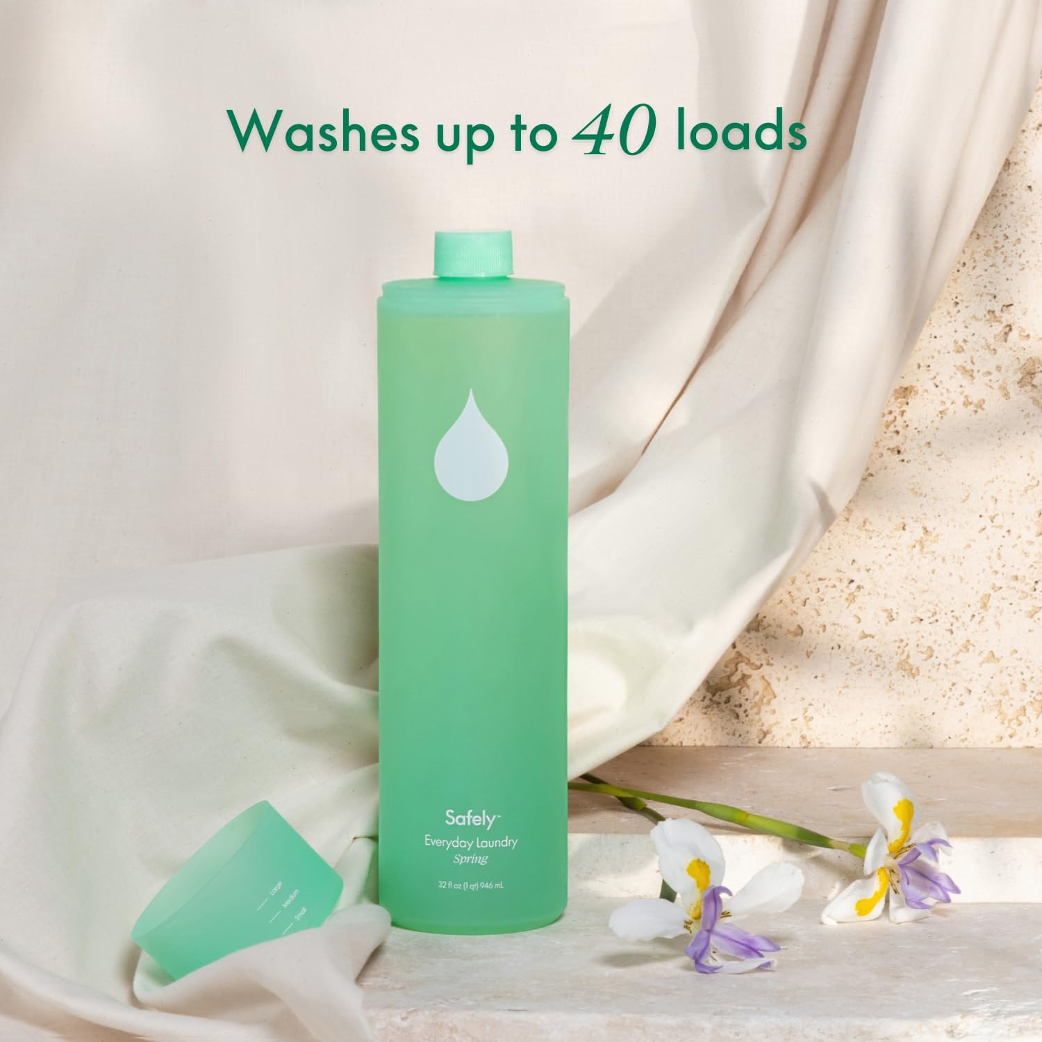Safely Detergente líquido para ropa diaria, natural, altamente concentrado, removedor de manchas, hasta 40 cargas, ahorro de color, sin tintes,