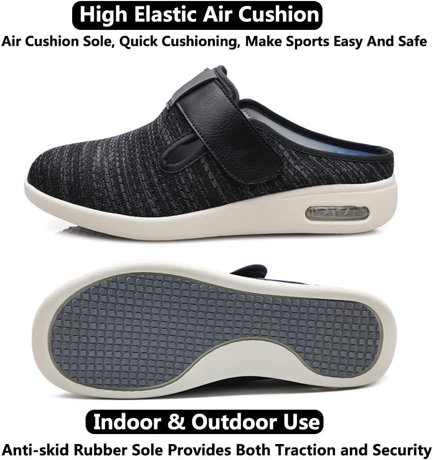 Pantuflas diabéticas para mujer, extra anchas, zapatos para caminar con cierres ajustables para edema diabético, fascitis plantar, juanetes,