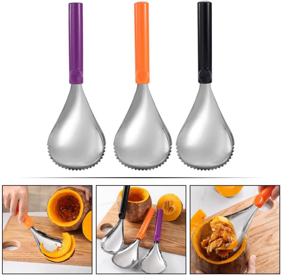 Herramientas manuales 3 piezas de calabaza cuchara de acero inoxidable herramienta de tallado de frutas manual sandía melón cuchara calabaza