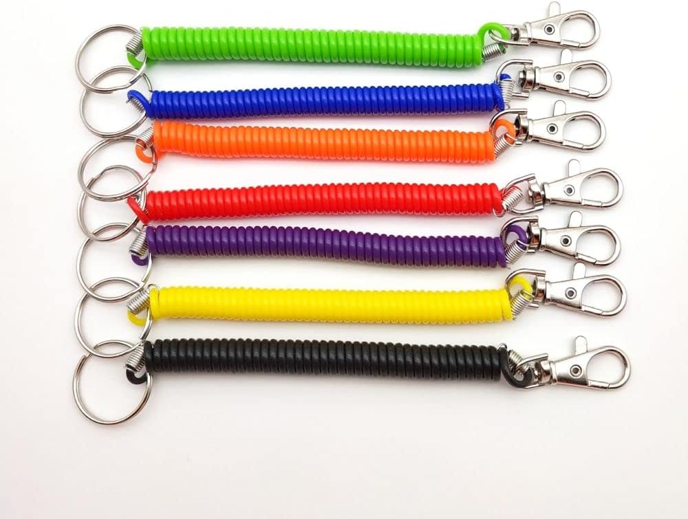 Cuerdas elásticas retráctiles con resortes helicoidales, cierre antipérdida para llaves, cartera, teléfono celular y otros