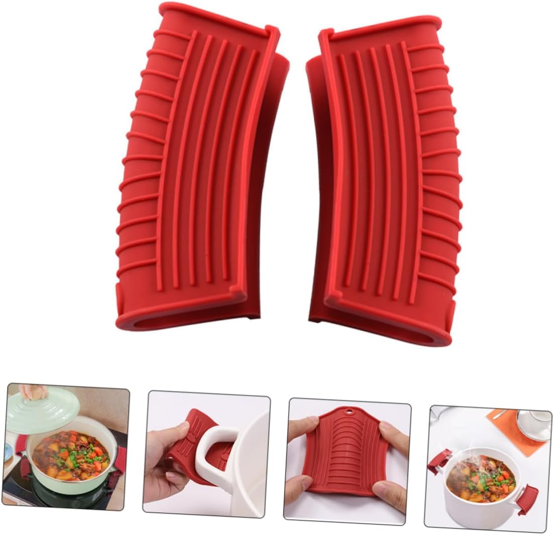 2 pares de fundas aislantes para ollas, funda de silicona para ollas calientes, soporte para mango de sartén caliente, guantes de horno con