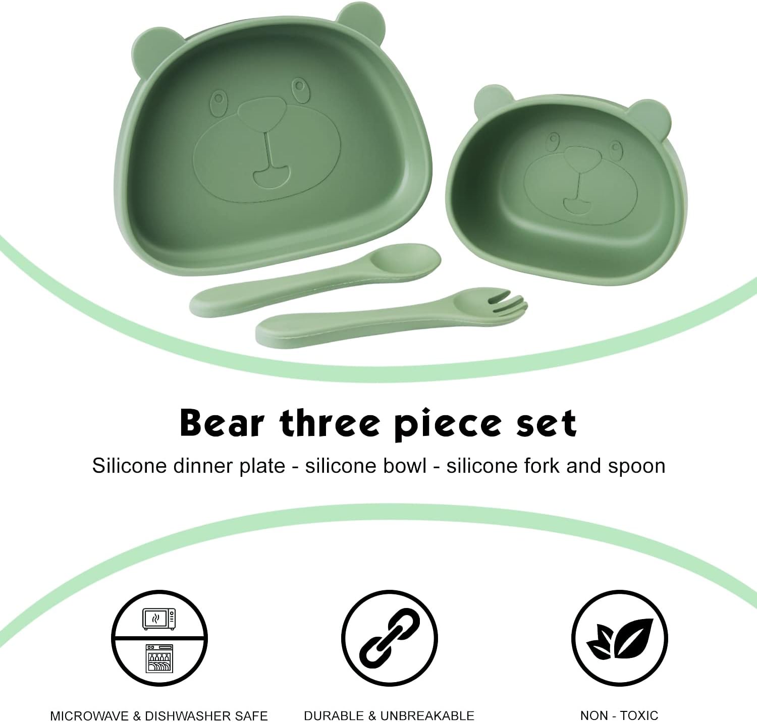 Qshare Platos de succión para bebé, 4 piezas de platos individuales divididos para niños pequeños y niños, juego de cucharas y tenedores para bebés,