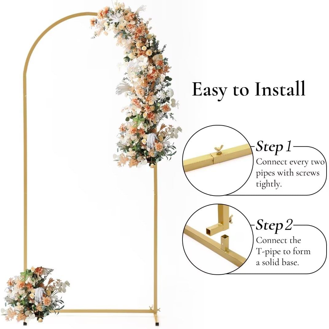 Soporte de arco de metal de 6.6 x 3.3 pies, soporte de telón de fondo de boda para uso en interiores y exteriores, soporte de arco de globos para