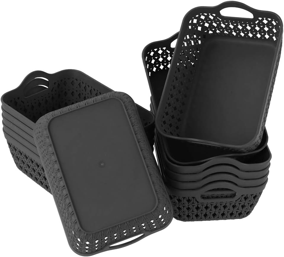 Zerdyne 12-Pack Mini Plastic Storage Baskets Trays, Gray Tiny Storage Baskets